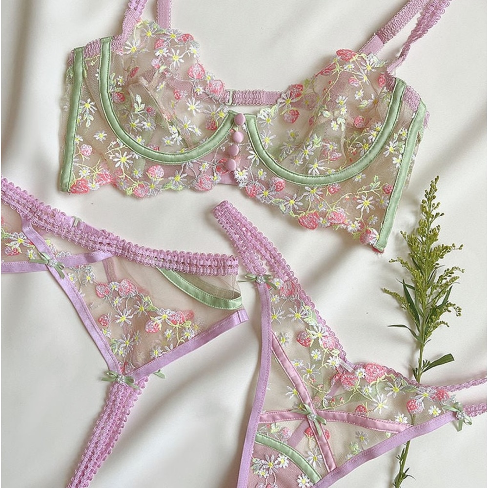2 Piece For Love and Lemons Tutti Frutti Bra and Panty set S
